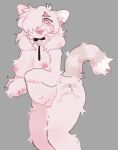  &lt;3 &lt;3_eyes anthro belly billy_(mmhorrors) bodily_fluids breasts collar drooling felid feline female hair hi_res leash leash_and_collar long_hair mammal mmhorrors navel nipples open_mouth pink_body pink_hair pink_nipples raised_tail saliva solo sweat tail teeth 