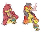  ambiguous_gender anthro bitelava bong drugs fur grey_body grey_fur jumpstart_games mammal neopet_(species) neopets red_body red_fur smoke_from_mouth solo transformation zafara_(neopets) 