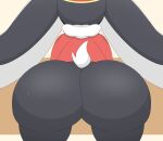  absurd_res anthro bodily_fluids butt clothed clothing digital_media_(artwork) hi_res honkai_star_rail lagomorph leporid male mammal nude pom-pom_(honkai_star_rail) presenting presenting_hindquarters rabbit raised_tail rear_view simple_background solo spicymeat sweat sweatdrop tail 