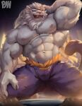  abs absurd_res anthro big_pecs claws felid fur hi_res league_of_legends lion male mammal muscular muscular_anthro muscular_male nipples pantherine pecs physen rengar_(lol) riot_games solo white_body white_fur 