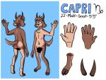  absurd_res anthro bovid brown_body brown_fur butt capri_(deerkid) caprine censored deerkid detailed_background english_text fur goat hi_res hooves horn male mammal navel nude solo text 