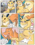  absurd_res anthro anthro_on_anthro anthro_penetrated anthro_penetrating anthro_penetrating_anthro areola biped blue_eyes bodily_fluids charizard charizard_seven comic cum cum_in_pussy cum_inflation cum_inside dialogue duo eeveelution english_text female female_penetrated gender_swap_potion gender_transformation generation_1_pokemon genital_fluids genitals green_eyes hi_res inflation jolteon levin_(dustedeevee) male male/female male_penetrating male_penetrating_female mtf_transformation nintendo nipples orange_body penetration pokemon pokemon_(species) profanity pussy sex speech_bubble spicykiwi text transformation vaginal vaginal_penetration 
