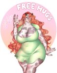  absurd_res anthro bovid bovine breasts cattle cleavage cleavage_overflow clothed clothing cute_expression dress facial_piercing female hair hi_res horn humanoid juneloopie mammal nose_piercing nose_ring orange_hair piercing red_hair ring_piercing solo spots sundress thick_thighs 