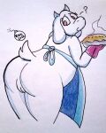  anthro apron apron_only big_butt bovid butt caprine clothed clothing demon fake_horns female food genitals goat mammal mature_female nude partially_clothed pussy red_eyes reddragonkan solo toriel undertale undertale_(series) 