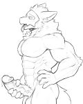  absurd_res anthro big_pecs bodily_fluids changed_(video_game) cum genital_fluids genitals goo_creature hand_on_hip hi_res male muscular muscular_male pecs penis penis_grab puro_(changed) solo tailsfox71 tongue tongue_out vein veiny_penis 