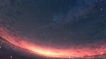  chinese_commentary cloud commentary_request highres horizon lens_flare light_particles mountainous_horizon night night_sky no_humans original outdoors rune_xiao scenery signature sky star_(sky) starry_sky still_life sunset 
