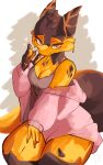  2023 absurd_res anthro breasts clothed clothing dated digital_media_(artwork) female hi_res kobold looking_at_viewer orange_body signature solo tohupo tongue tongue_out 