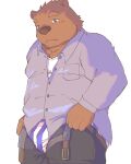  2023 anthro bear bottomwear brown_body brown_nose clothing humanoid_hands kemono male mammal misterdonn pants simple_background slightly_chubby solo underwear white_background 