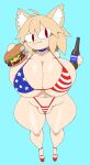  animal_humanoid big_breasts bikini breasts camel_toe cat_humanoid clitoris_outline clothing felid felid_humanoid feline feline_humanoid female hi_res huge_breasts humanoid mammal mammal_humanoid solo stars_and_stripes swimwear thecon thick_thighs united_states_of_america 
