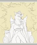  2023 amaterasu_(okami) anthro asian_clothing breasts capcom chair clothed clothing crown female fur furniture headgear hi_res markings okami_(capcom) sketch tagme throne vagoncho 