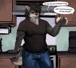  anthro dialogue hi_res male muscular muscular_anthro muscular_male silverfang725 solo speech_bubble tagme weight_gain 