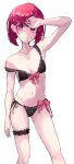 1girl absurdres arima_kana bare_arms bare_shoulders blush bob_cut bra breasts closed_mouth highres inverted_bob looking_at_viewer navel oshi_no_ko panties pink_ribbon red_eyes red_hair ribbon short_hair simple_background solo underwear white_background yuno_ahise 