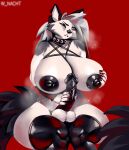  absurd_res anthro balls big_breasts big_penis black_nipples black_penis breast_play breasts canid canid_demon clothing demon erection eyes_closed fluffy fluffy_tail fur genitals gynomorph hellhound helluva_boss hi_res huge_breasts huge_thighs humanoid_genitalia humanoid_penis hyper hyper_breasts intersex legwear looking_pleasured loona_(helluva_boss) mammal nipples penis simple_background slightly_chubby solo tail thick_thighs thigh_highs vein veiny_penis white_body white_fur wide_hips winter_nacht 