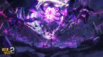  1boy benghuai_xueyuan copyright_name electricity glowing glowing_eye honkai_(series) master_of_wills_(benghuai_xueyuan) monster official_art otto_apocalypse purple_eyes scenery standing 