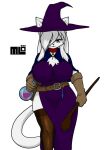  absurd_res big_breasts breasts clothing exercise felid female footwear gloves handwear hat headgear headwear hi_res jewelry mammal mi_lan milan necklace potion robe socks wand witch_hat 