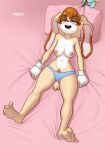  ambiguous_gender anthro areola big_breasts breasts brown_eyeshadow butt_from_the_front chao_(sonic) clothed clothing countershading digital_media_(artwork) duo female female_focus floppy_ears genitals gloves grabbing_sheets handwear head_massage hi_res lagomorph larger_female leporid looking_pleasured lop_ears mammal massage massager mature_anthro mature_female navel nipples open_mouth panties pillow pubes pufftor pussy rabbit sega size_difference small_waist smaller_ambiguous smile solo_focus sonic_the_hedgehog_(series) toe_curl topless translucent translucent_clothing underwear vanilla_the_rabbit white_clothing white_gloves white_handwear 