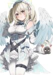  angel angel_wings bare_shoulders belt divergenceok drill_hair feathered_wings frills gradient_hair gradient_wings hair_ornament hairband halo highres multicolored_hair multicolored_wings nanase_eru pointy_ears thigh_belt thigh_strap varium virtual_youtuber winged_animal wings x_hair_ornament 