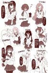  6+boys bow clothes_pull crossdressing embarrassed face_punch hair_bow highres icesword in_the_face long_hair medium_hair monochrome multiple_boys original otoko_no_ko pantyhose ponytail punching school_uniform short_hair skirt skirt_pull 