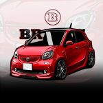  brabus car chris_ilst commission highres logo motor_vehicle no_humans original red_car smart_(company) smart_forfour vehicle_focus zoom_layer 