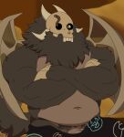  anthro beard belly body_hair clothing cywolf49 disney facial_hair hi_res male male/male muscular muscular_male papa_titan_(the_owl_house) solo the_owl_house titan_(the_owl_house) wings 