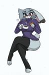  anthro big_breasts big_butt blush bottomless breasts butt clothed clothing disney female hi_res legwear pace-maker small_waist solo thigh_highs violet_hopps wide_hips zootopia 