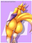  2023 3:4 absurd_res anthro armwear bandai_namco butt canid canine clothing digimon digimon_(species) female fingers fox genitals hi_res mammal pussy renamon silverray17 solo thick_thighs twitter twitter_handle wide_hips yin_yang yin_yang_symbolism 