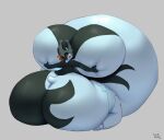  anthro belly belly_inflation big_belly big_breasts big_butt black_body black_fur blue_body blue_fur body_inflation breast_expansion breast_squish breasts butt butt_expansion expansion female fur fusion generation_8_pokemon hair hi_res holding_breast huge_breasts huge_butt hyper hyper_belly hyper_breasts hyper_butt inflation inflation_fetish looking_at_viewer nintendo orange_hair pokemon pokemon_(species) scorbunny scormidna_(reathe) simple_background solo squish yutic 