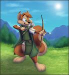  absurd_res anthro archer bow_(weapon) chestnut_(character) fantasy hi_res male mammal medieval medieval_clothing ranged_weapon rodent sciurid solo tree_squirrel weapon zenfetcher 