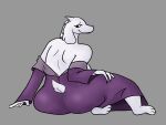  anthro bedroom_eyes big_butt boss_monster bovid breasts butt caprine clothed clothing female goat hand_on_leg hi_res horn humanoid mammal mature_female narrowed_eyes overweight pinup pose seductive skarru slightly_chubby solo thick_thighs toriel undertale undertale_(series) undressing unzipped zipper 