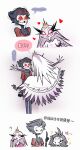  &lt;3 anthro avian bird chinese_text clothing dialogue dominant dominant_female dress feathers female grey_body grey_feathers group helluva_boss hi_res male octavia_(helluva_boss) owl owl_demon pink_eyes red_eyes simple_background stella_(helluva_boss) stolas_(helluva_boss) text toothbrush_in_mouth translated trio white_background white_body white_feathers xszwhr young 