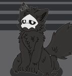  .xil0. anthro changed_(video_game) dripping fluffy fluffy_tail glistening glistening_body goo_creature hi_res huggable kneeling looking_at_viewer male mask outline puro_(changed) simple_background solo tail watermark 