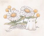  artist_name dandelion flower ghost mirin_(mirin_4) no_humans original painting_(medium) traditional_media watercolor_(medium) white_flower 