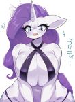  &lt;3 91o42 absurd_res anthro anthrofied big_breasts bikini blue_eyes blush bottomwear breast_squeeze breasts cleavage clothed clothing cutie_mark equid equine eyelashes female friendship_is_magic hair half-length_portrait hasbro hi_res horn horse huge_breasts japanese_text long_hair looking_at_viewer mammal my_little_pony navel open_mouth pony portrait purple_hair purple_tail rarity_(mlp) simple_background solo swimwear tail text topwear unicorn unicorn_horn white_background white_body wide_hips 