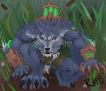  anthro bottomwear breasts bulge canid canine canis claws clothed clothing detailed_background digital_media_(artwork) dirt domestic_dog fangs feet fog forest fur glowing glowing_eyes hi_res jungle league_of_legends looking_at_viewer machine male mammal muscular muscular_anthro muscular_male nipples open_mouth outside pants paws pecs plant rhox riot_games rock shirt simple_background solo tail teeth toes topwear torn_bottomwear torn_clothing torn_pants tree warwick_(lol) white_body white_fur wolf 