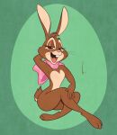  2023 3_toes 4_fingers anthro birchly bow_accessory brown_body brown_eyes brown_fur buckteeth cadbury cadbury_bunny cheek_tuft colored crossed_legs digital_media_(artwork) ears_up facial_tuft feet female fingers fur hands_behind_head head_tuft hi_res lagomorph leporid mammal mascot open_mouth open_smile pink_bow rabbit raised_arm scut_tail shaded short_tail simple_background simple_shading sitting small_waist smile solo tail teeth toes tuft 
