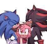  :t amy_rose anger_vein angry animal_ears artist_name black_fur blush clenched_hand clenched_teeth commentary dress gloves green_eyes hairband hedgehog hedgehog_boy hedgehog_ears hedgehog_girl hedgehog_tail highres kumo_zd looking_at_another multicolored_fur pink_fur red_dress red_eyes red_fur red_hairband shadow_the_hedgehog simple_background sleeveless sleeveless_dress sonic_(series) sonic_boom_(game) sonic_the_hedgehog sweatdrop symbol-only_commentary tail teeth white_background 