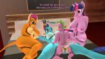  3d_(artwork) age_difference anthro bed bedroom being_watched big_breasts big_butt blue_body blue_eyes blue_nipples blue_scales blue_spines breasts butt daemont92 dialogue digital_media_(artwork) dragon equid equine eye_contact female friendship_is_magic from_front_position fur furniture green_spines group hasbro hi_res horn horse looking_at_another lying lying_sideways male male/female mammal missionary_position my_little_pony nipples on_back on_bed open_mouth orange_body orange_nipples orange_scales penetration pillow pony princess_ember_(mlp) purple_body purple_eyes purple_fur purple_nipples purple_scales purple_spines raised_tail red_eyes scales sex sitting sitting_on_bed smolder_(mlp) spike_(mlp) tail twilight_sparkle_(mlp) unicorn vaginal vaginal_penetration 