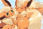  2017 3_toes :3 ^_^ ambiguous_gender big_tail blue_background blush brown_inner_ear canid colored cuddling cute_fangs digital_media_(artwork) digitigrade dog_pile eeveelution eyes_closed feet feral flareon fluffy fluffy_tail full-length_portrait fur generation_1_pokemon glistening glistening_body glistening_fur glistening_tail green_eyes group happy head_tuft hindpaw kemono lying mammal monotone_ears monotone_tail multicolored_body multicolored_fur neck_tuft nintendo on_back open_:3 open_mouth open_smile orange_body orange_ears orange_fur pawpads paws pink_pawpads pink_tongue pokemon pokemon_(species) portrait pupils quadruped shaded simple_background smile suppainu tail three-quarter_view toes tongue trio tuft two_tone_body two_tone_fur white_pupils yellow_body yellow_fur yellow_tail 