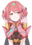  1girl bob_cut breasts chest_jewel chobi0521 drop_earrings earrings highres impossible_clothes jewelry large_breasts pyra_(xenoblade) red_eyes red_hair short_hair short_sleeves skindentation solo swept_bangs tiara upper_body xenoblade_chronicles_(series) xenoblade_chronicles_2 