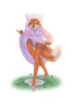  anthro breasts brown_eyes canid canine cheek_tuft clothed clothing dipstick_tail disney dress eyelashes facial_tuft female footwear fox fur grass hi_res maid_marian mammal markings orange_body orange_fur panties pink_clothing pink_dress pink_footwear pink_shoes plant puddle purple_clothing purple_panties purple_underwear raised_clothing raised_dress robin_hood_(disney) samyrai shoes simple_background solo tail tail_markings tan_body tan_fur thick_thighs tuft underwear upskirt white_background wide_hips 