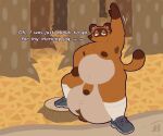  2023 absurd_res animal_crossing anthro balls belly big_balls big_belly bigtimekudo canid canine clothing digital_media_(artwork) footwear fur genitals hi_res huge_balls hyper hyper_balls hyper_genitalia looking_at_viewer male mammal navel nintendo nipples nude obese overweight overweight_anthro overweight_male penis raccoon_dog shoes signature socks solo tail tanuki text tom_nook_(animal_crossing) 