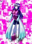  anklet blue_hair bottomwear clothed clothing ear_piercing ear_ring female gardevoir generation_3_pokemon hair hi_res humanoid jewelry long_hair lyn_jacquette newzorra nintendo piercing pokemon pokemon_(species) red_eyes ring_(jewelry) ring_piercing shorts smile solo 