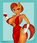  alcohol beverage big_breasts breasts brown_body brown_fur clothing container cup drakxs dress drinking_glass equid equine eyeshadow female friendship_is_magic fur glass glass_container glass_cup green_eyes hair hasbro hi_res holding_object horn leg_markings looking_at_viewer makeup mammal markings mature_female my_little_pony nipple_outline orange_hair red_eyeshadow socks_(marking) stellar_flare_(mlp) unicorn wine wine_glass 