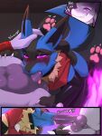  2023 absurd_res anthro anthro_on_anthro balls blue_body blue_fur buttpenis_in_mouth duo fur generation_1_pokemon generation_4_pokemon genitals hi_res humanoid_genitalia humanoid_penis kneeling legendary_pokemon lucario male male/male male_penetrated male_penetrating male_penetrating_male mewtwo nintendo nyufluff penetration penis pink_body pink_fur pokemon pokemon_(species) sex sound_effects 