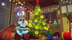 alien amy_rose anthro chao_(sonic) christmas christmas_clothing christmas_tree clothing decoration eulipotyphlan female gift hammer hedgehog hi_res holidays inside justdeluxe looking_at_viewer mammal moon plant ring sega solo sonic_the_hedgehog_(series) tools tree wisp_(sonic) 