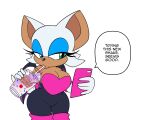  2023 anthro armwear bat beverage breasts cellphone clothing container cup dialogue drinking elbow_gloves eyelashes female gloves green_eyes grimace_birthday_shake handwear hi_res mammal omegasunburst phone rouge_the_bat sega smartphone solo sonic_the_hedgehog_(series) 