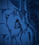  absurd_res anthro fox_hybrid hi_res k17zun3 looking_at_viewer male mental_illness msr_alexy pen_(artwork) smile suicide traditional_media_(artwork) 