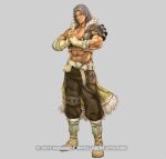  1boy armor atlas_(fire_emblem) boots brown_pants cracking_knuckles fingerless_gloves fire_emblem fire_emblem_echoes:_shadows_of_valentia fire_emblem_heroes full_body gloves looking_at_viewer mixed-language_commentary muscular muscular_male official_art own_hands_together pants pauldrons short_hair shoulder_armor single_pauldron smile solo yamada_koutarou 