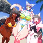  1:1 abs absurd_res anthro bikini clothing domestic_cat felid feline felis hasbro hi_res mammal muscular my_little_pony swimwear tatemil vrchat 