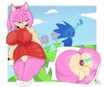  absurd_res amy_rose anal anal_penetration anthro balls big_balls big_breasts bodily_fluids breasts bulge duq eulipotyphlan genital_outline genitals gynomorph hedgehog hi_res intersex mammal object_in_ass outside penetration penis_outline public sega sex_toy sex_toy_in_ass sex_toy_insertion solo sonic_the_hedgehog sonic_the_hedgehog_(series) sweat vibrator vibrator_in_ass 